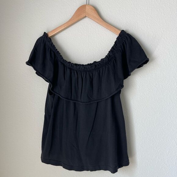Current Elliott The Ruffle Top in Washed Black - Picture 6 of 9